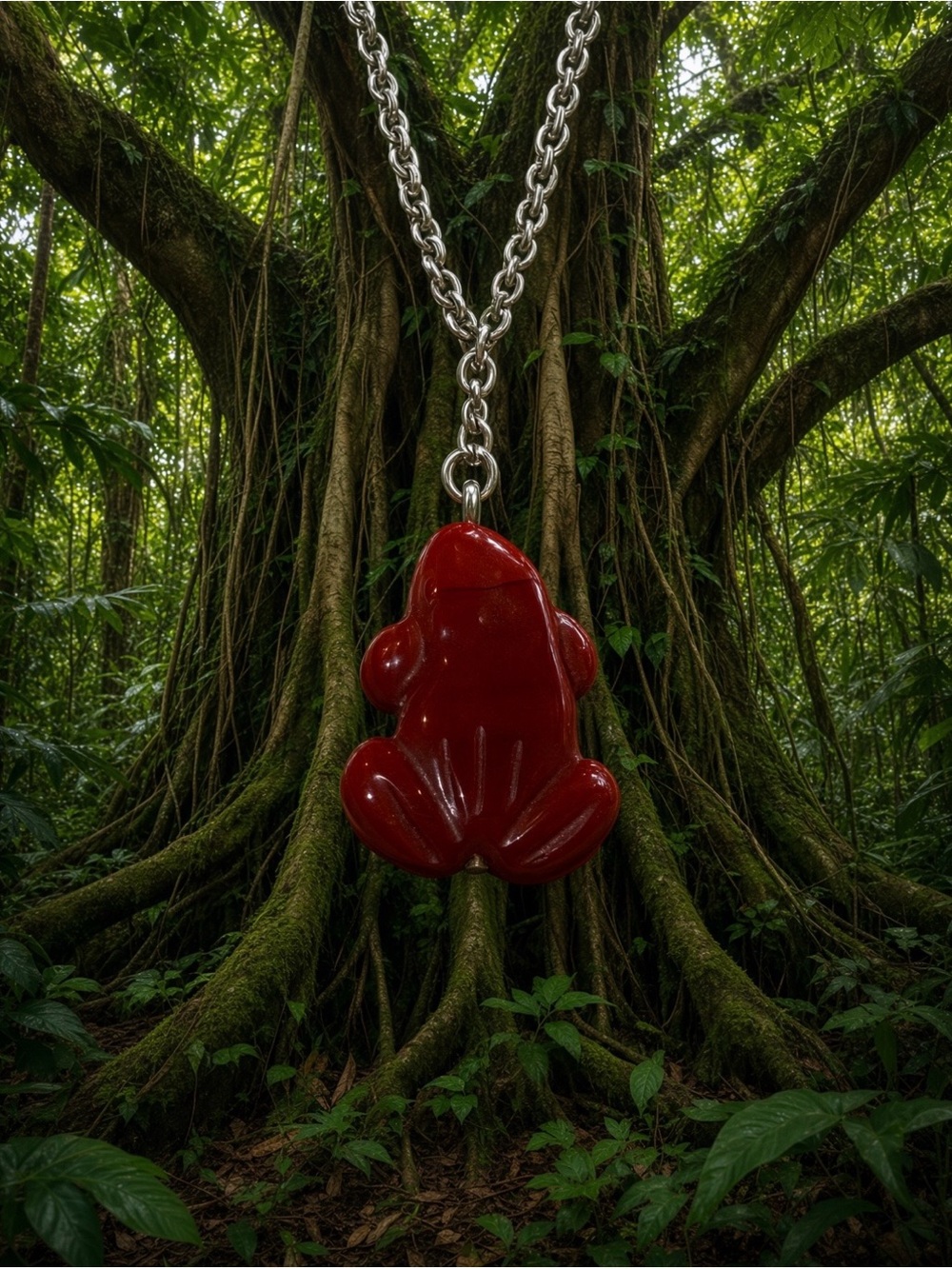 Carnelian Frog Hand-Carved Necklace Long